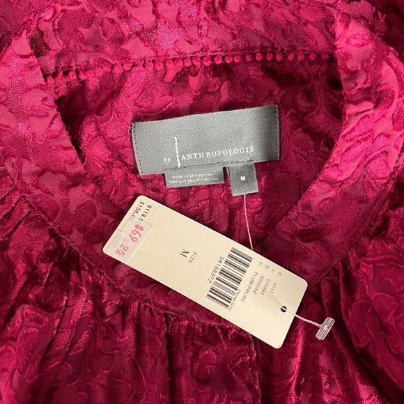 Anthropologie Velvet Burnout‎ Blouse Women M NWT Button-Up 3/4 Sleeve Tunic Top - Picture 9 of 16